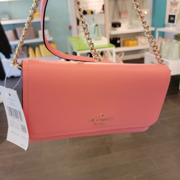♠️Kate Spade Chain Wallet Crossbody Bag Peach Nectar NWT - Picture 2 of 9